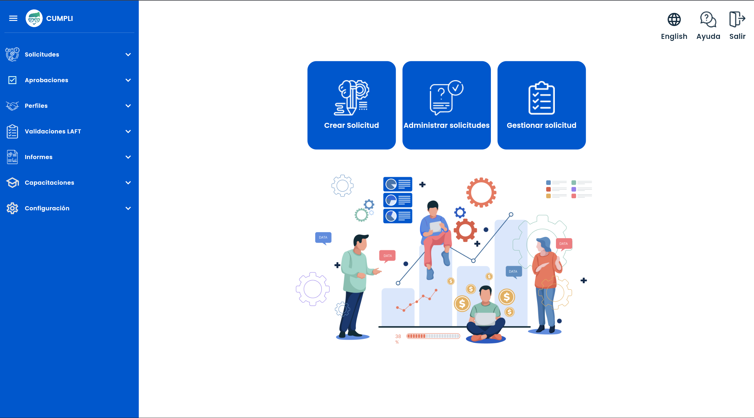 Dashboard principal del módulo administrativo